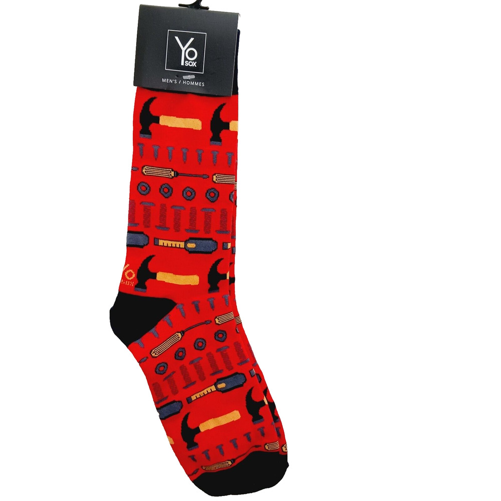 Yo Sox Socks Crew Men Women Handy Man Handyman Carpenter Hammer Nails NWT NEW